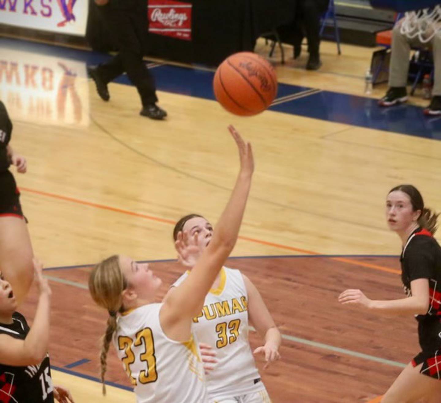 PC's Tula Rue shoots against Indian Creek in the IESA State Tournament at Riverton on Saturday, Dec. 2. She scored seven points in the Pumas' 23-17 win.