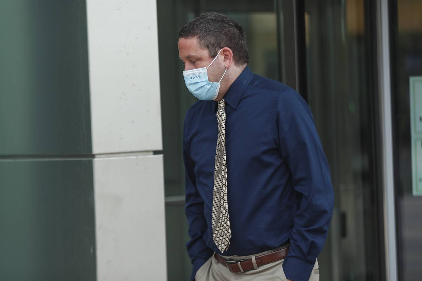 Jeremy Hylka leaves the courthouse after his arraignment on Thursday, June 24, 2021, at Will County Court House in Joliet, Ill.
