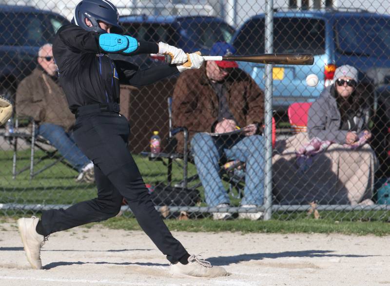 Somonauk's Noah Brandt smacks a tripple against Earlville on Friday, April 12, 2024 at Earlville High School.