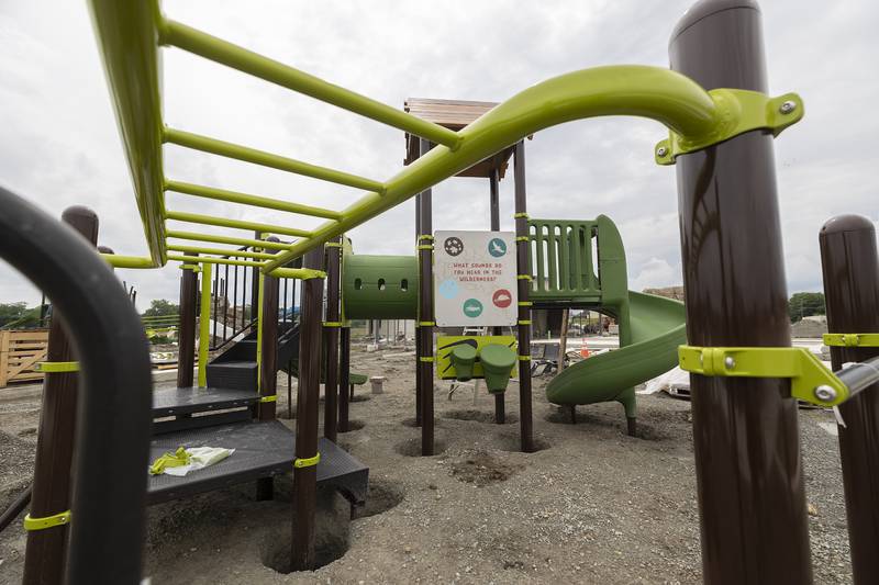 Equipment will feature slides, climbing levels and hanging bars as seen Tuesday, July 8, 2025, in Sterling.