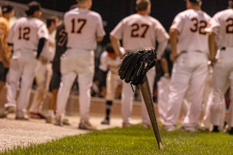 “Players Cross” stands on the field after a 4-7 loss at the end of the 2025 season on Thursday, July 31, 2025, at Schweickert Stadium in Peru.