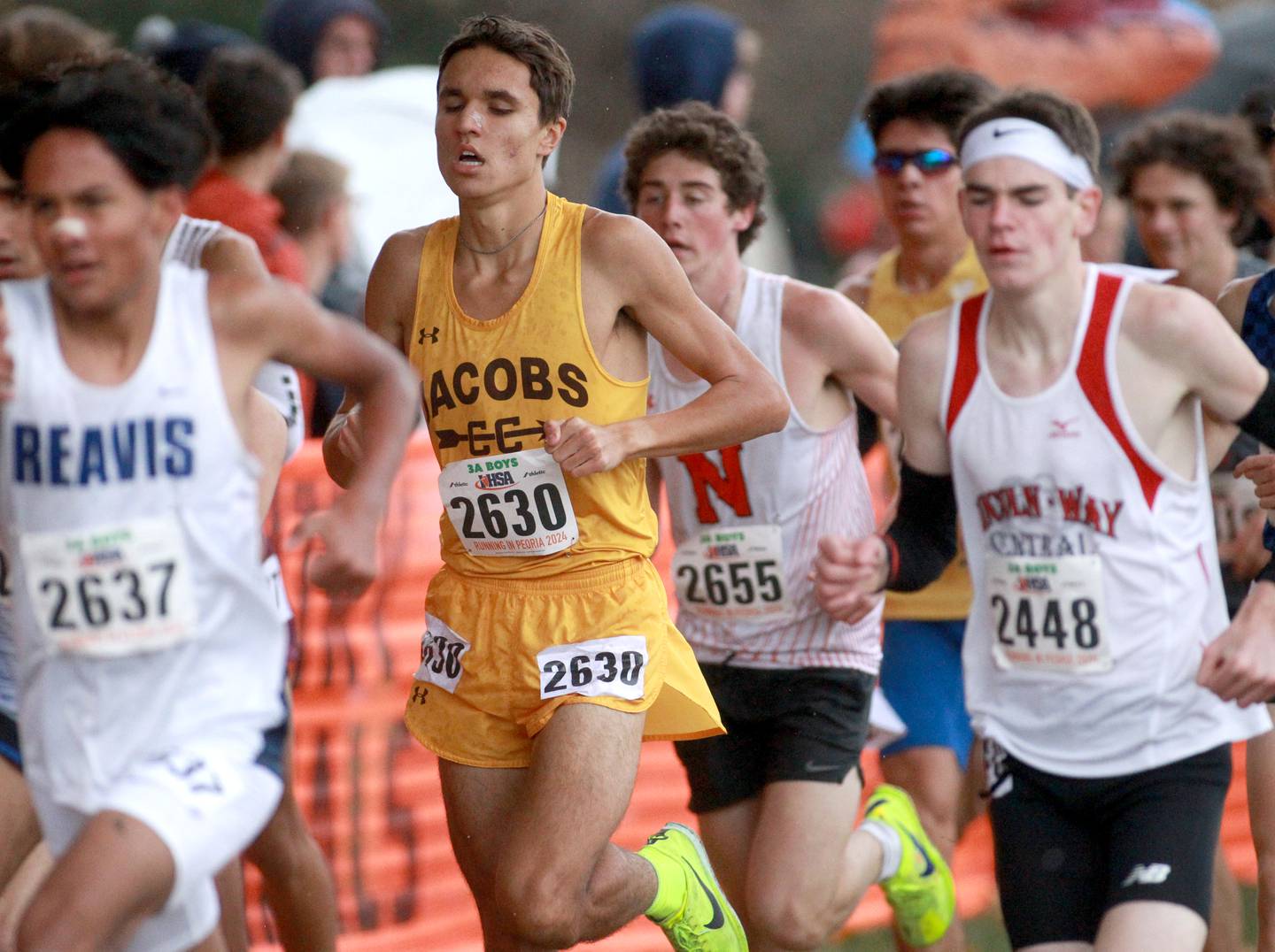 Jacobs’ Maximilian Sudrzynski competes in the Class 3A State Cross Country Championships on Saturday, Nov. 9, 2024 at Detweiller Park in Peoria.