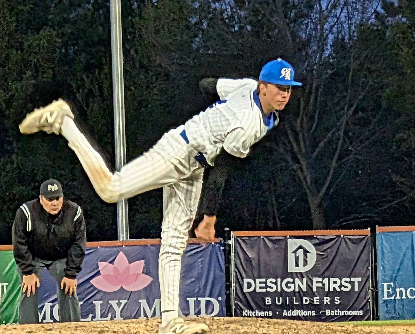 Burlington Central pitcher Ashton Binz delivers to the plate against Richmond-Burton in a nonconference baseball game Tuesday, May 5, 2026, at Wintrust Field in Schaumburg.