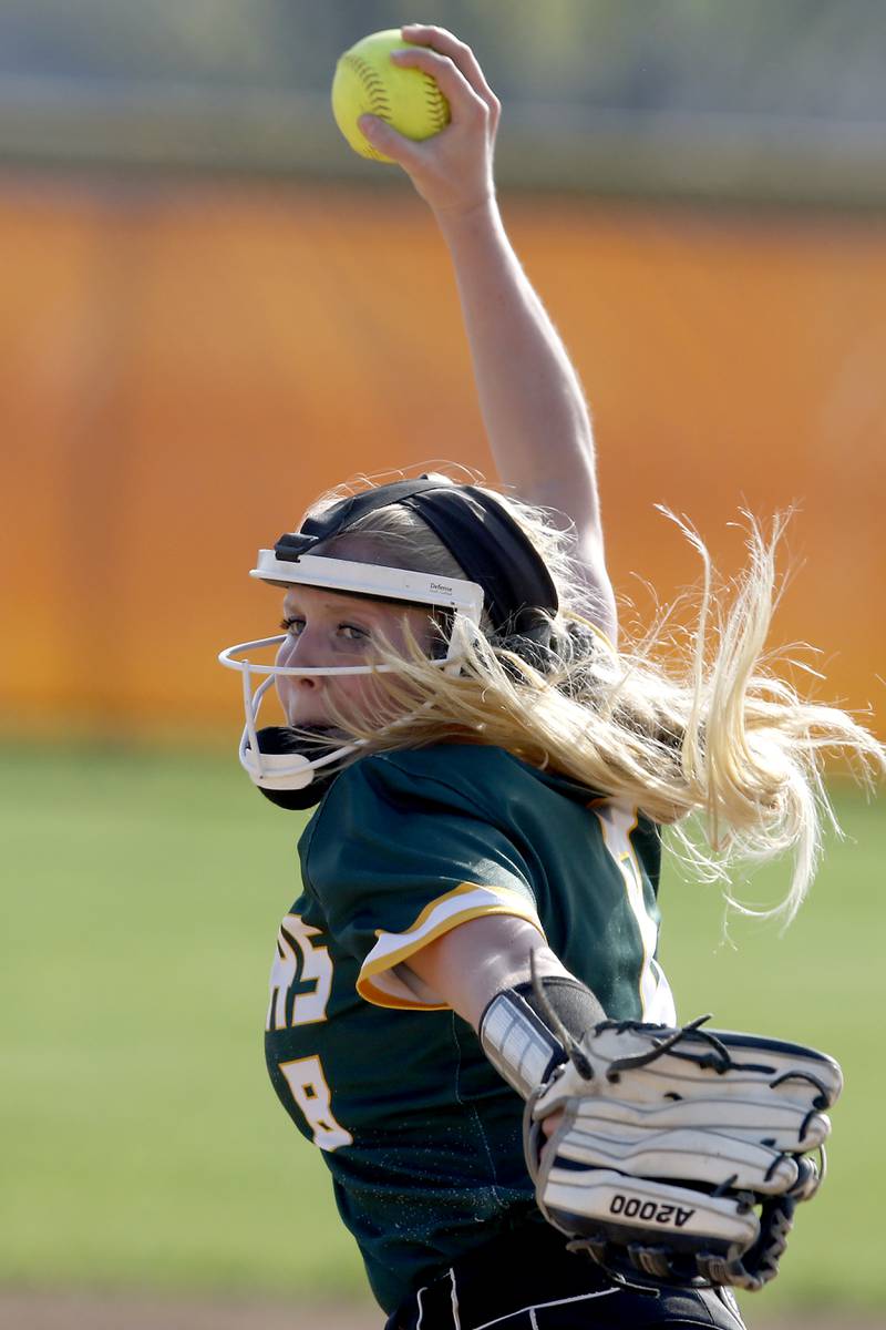 Crystal Lake South's Kennedy Grippo throws a pitch during a Fox Valley Conference softball game Monday, May 9, 2022, between McHenry and Crystal Lake South at McHenry High School.