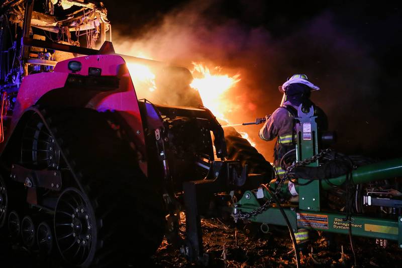 The Harvard Fire Protection District responded to a tractor and brush fire Thursday, Nov. 3,  2022, in the area of Bunker Hill Road and Island Road near Harvard.