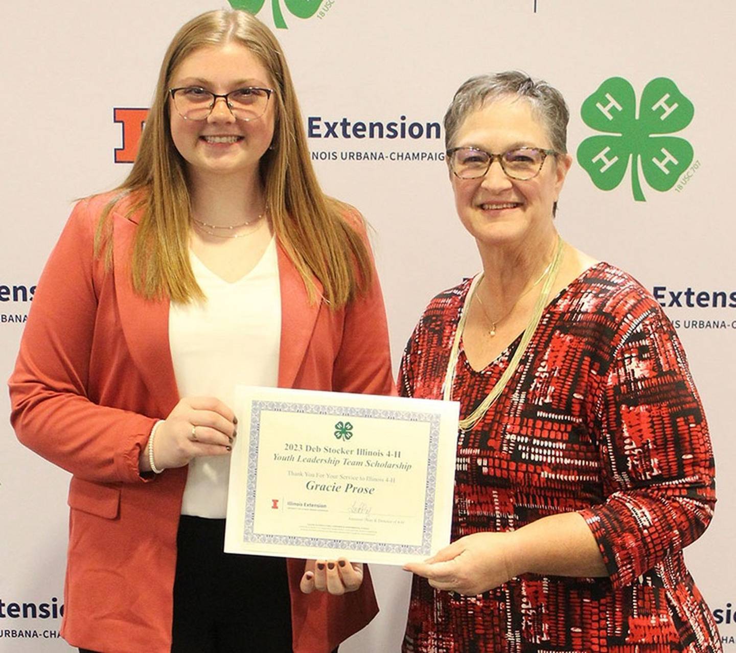 (Left to right); Gracie Prose and retired 4-H Youth Development Extension Specialist Deb Stocker