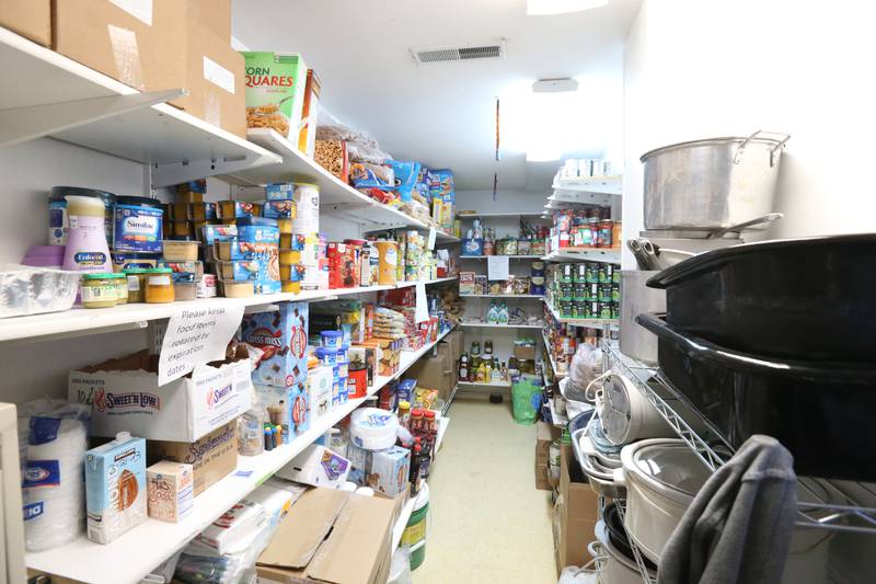 A narrow pantry space is full and is not large enough to support it's clients at the Illinois Valley Public Action To Deliver Shelter (PADS) on Wednesday, Feb. 1, 2023 in Ottawa.