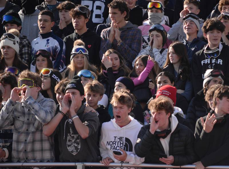 Fenwick fans cheer on their team as they play their playoff game against Brother Rice Saturday, Nov. 2, 2024.