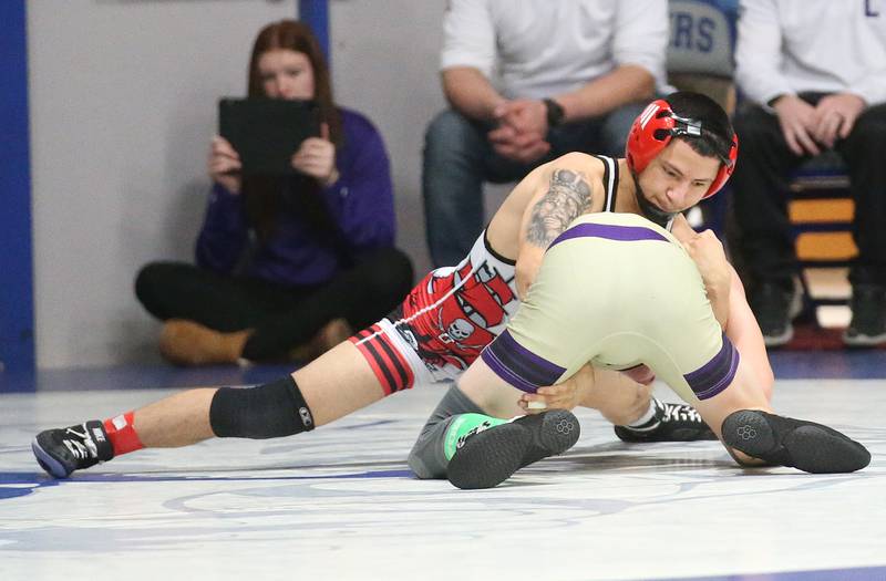 Ottawa's Ivan Mounz wrestles Litchfield's Vincent Moore during the 60th annual Lyle King invitational wrestling tournament on Saturday, Jan. 6, 2023 in Princeton.