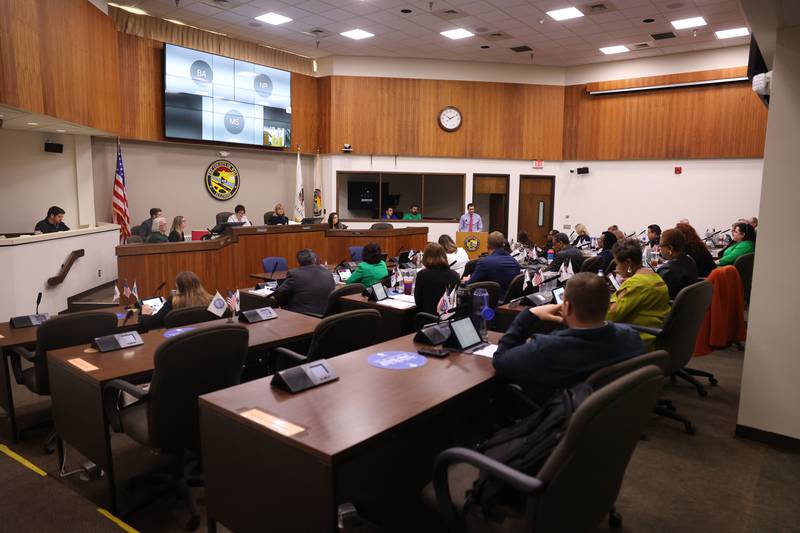Will County Board meet fully in person for the first time in nearly two years at the Will County Office Building. Thursday, Mar. 17, 2022, in Joliet.