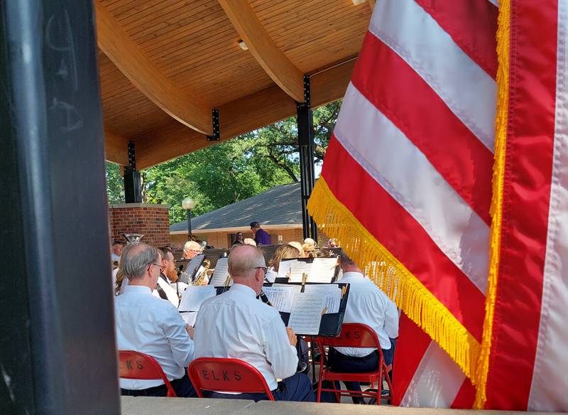 The Joliet American Legion Band perform a patriotic concert Saturday, June 10, 2023, during the Elks Club's Flag Day ceremony at City Park in Streator.