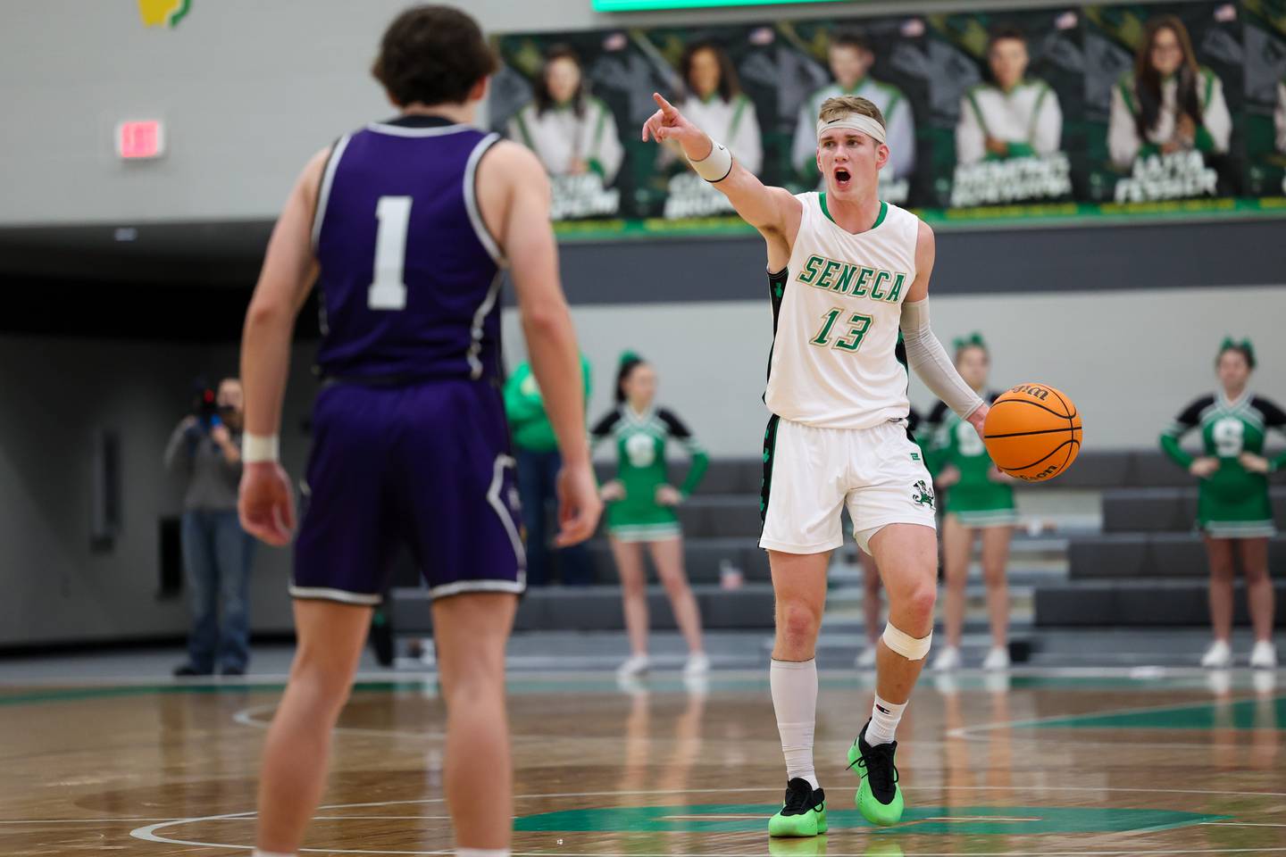 Seneca senior point guard Paxton Giertz sets up a play during the championship game of the inaugural Shipyard Showdown Tournament last year at Seneca High School.