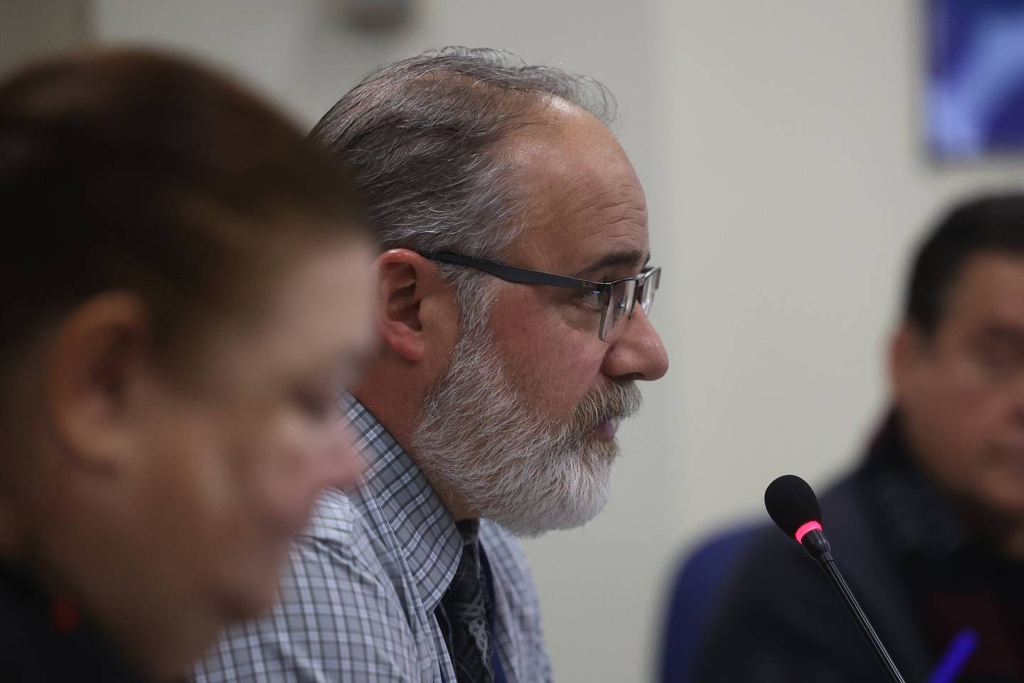 Will County board member Daniel J. Butler, District 3 (R-Frankfort) makes comments at the Will County board’s special meeting to discuss the wether or not to halt the demolition of the old Will County courthouse on Tuesday, Jan. 2nd, 2024 in Joliet.
