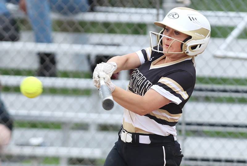 Sycamore's Addison McLaughlin makes good contact during their game against DeKalb Friday, May 20, 2022, at Sycamore High School.