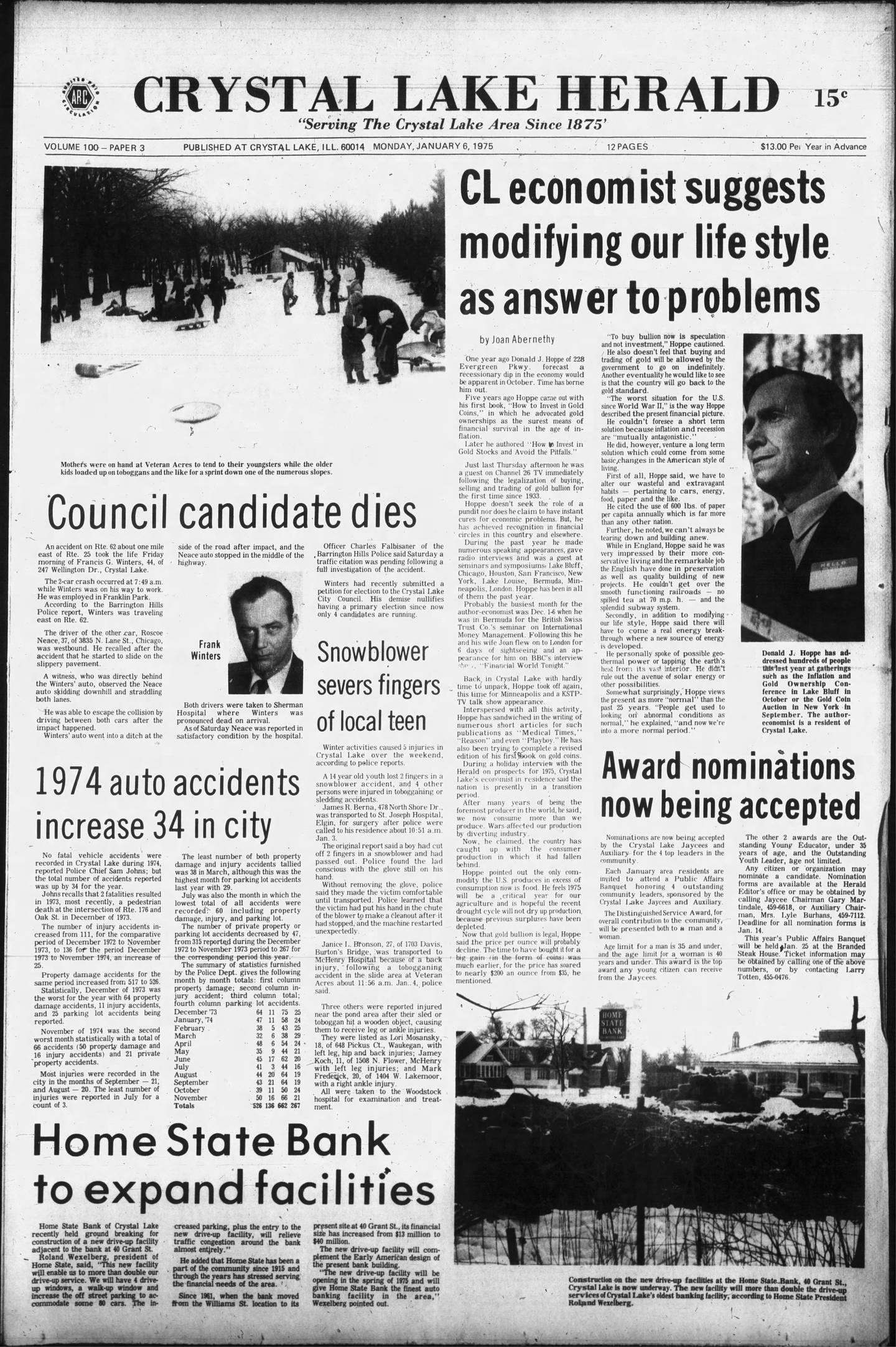 The Crystal Lake Herald on Jan. 6, 1975.
