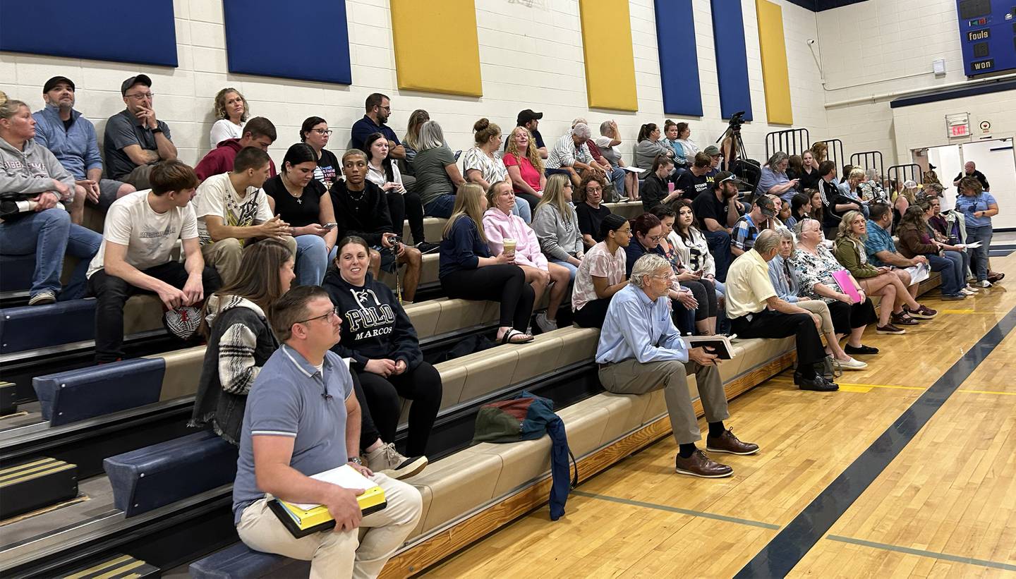 Approximately 125 people attended the Polo School Board meeting on Wednesday, June 18, 2025 at the Centennial Grade School.