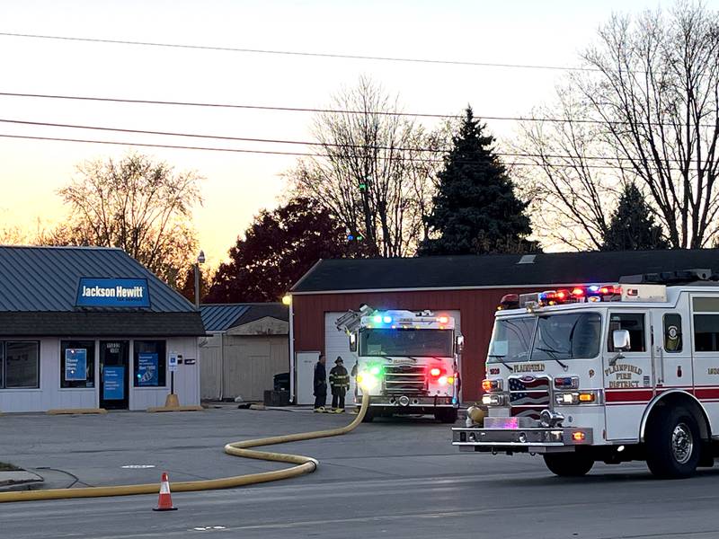 Firefighters respond to a fire on Saturday, Nov. 18, at T.A.G Automotive, 15924 S. Lincoln Highway, Plainfield.