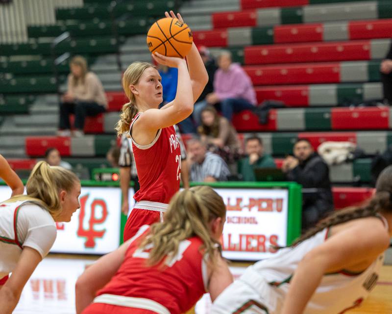 Libby Muffler (25) of Ottawa shoots free-throw on Wednesday, December 17, 2025 at Sellet Gymnasium in LaSalle.
