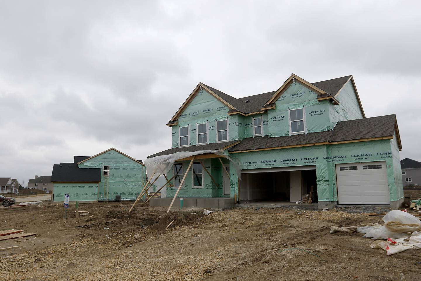 New homes being built Monday, April 4, 2022, in the Talamore of Huntley subdivision.