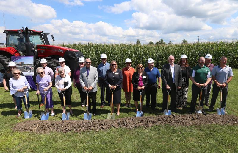 Donors and dignitaries conduct a groundbreaking ceremony of the new Dr. Alfred E. Wisgoski  Agricultural Education on Friday, Aug. 22, 2025 at Illinois Valley Community College in Oglesby. The new building, received a one-million dollar donation from the Wisgoski family, funds from the federal Economic Development Administration and the state of Illinois Department of Commerce and Economic Opportunity, will not only provide physical spaces that reflect the program’s growth, innovation, and capabilities, but the IVCC Agricultural Education Center will also serve as a focal point for agricultural industry activities within the community. The building will take one-year to complete.