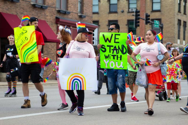 Paraders walk in Ottawa Family Pride Fest on Saturday, June 8, 2024 at Jordan Block Park in Ottawa.