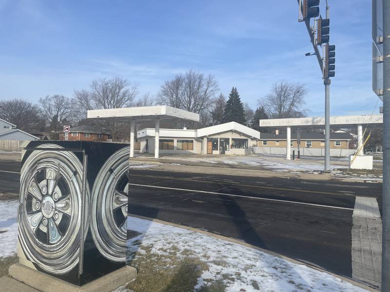 A former gas station is seen Monday, Jan. 5, 2026, at the corner of First Street and Hillcrest Drive in DeKalb.