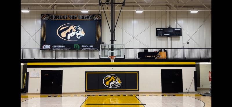 The Bourbonnais Upper Grade Center's LED video display board, installed in the summer of 2023, is bringing in advertising revenue for the district, some of which will go toward floor renovations in the school's gym.