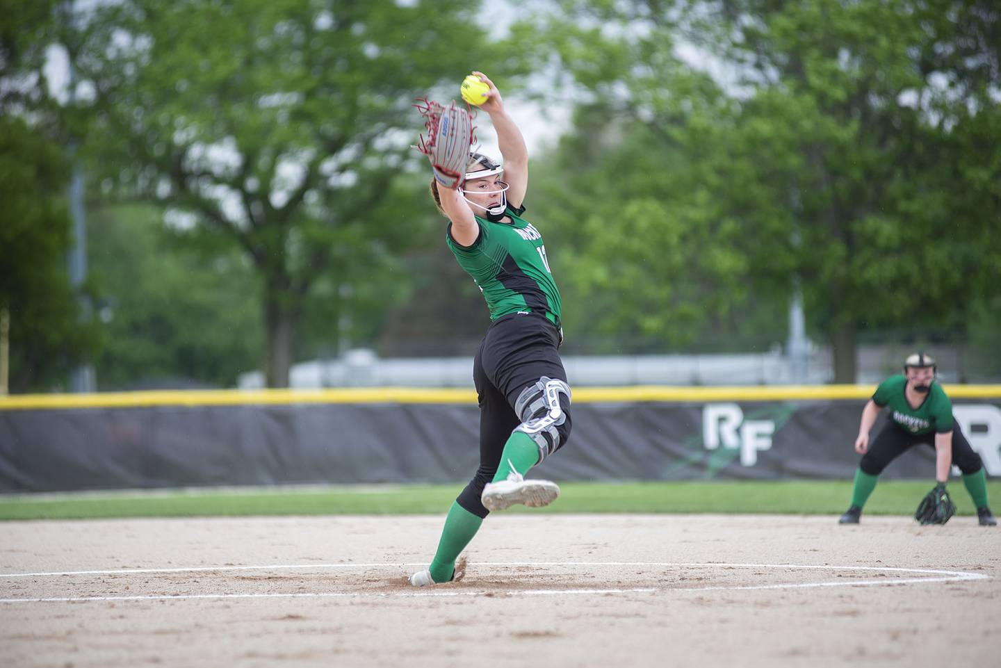 Rock Falls’ Katie Thatcher fires a pitch against Oregon in the regional final Friday, May 20, 2022.