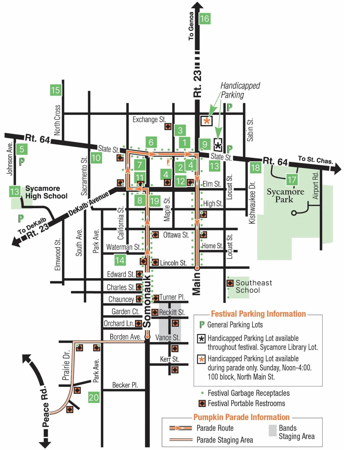 2025 Sycamore Pumpkin Festival parade route map