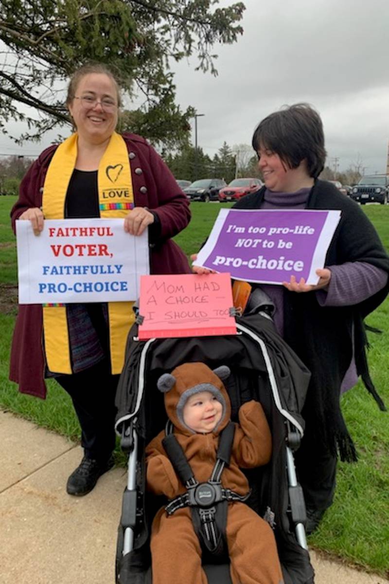 About 40 people attended a rally the evening of Tuesday, May 3, 2022, at the McHenry County courthouse in Woodstock following a leak that showed a majority of U.S. Supreme Court justices signing on to a draft opinion that would overturn Roe v. Wade, organizers said.