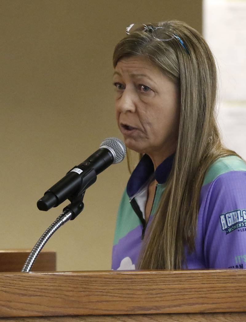 Tonya Franklin speaks Tuesday, Feb. 21, 2023, during the public comment period at the McHenry County Board meeting about the proposed resolution opposing the Illinois gun ban and supporting its repeal in the Illinois State Legislature.