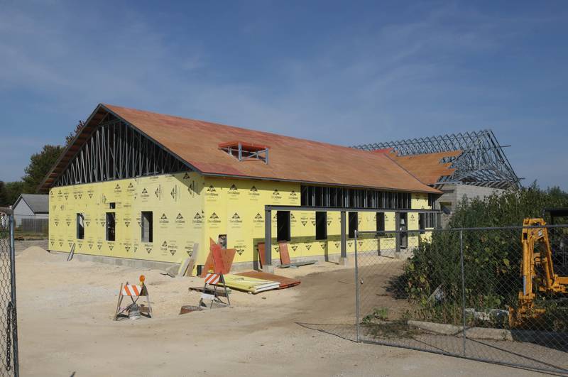 The back of the new DeKalb fire station Wednesday, Sept. 18, 2024, at 1130 South Malta Road in DeKalb. Construction on the station, the fourth for the DeKalb Fire Department, is ongoing.