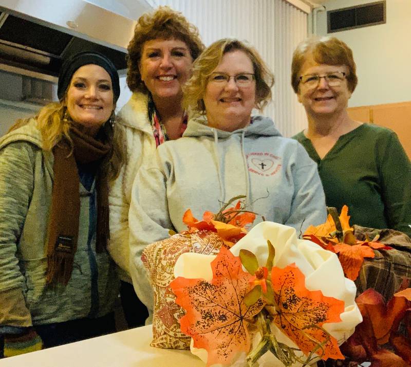Church volunteers Dee Allen, Merianne Morris, Mini Miller and Gigi Lansford plan for the free Thanksgiving luncheon Thursday, Nov. 24, at St. Paul's Lutheran Church in Streator.