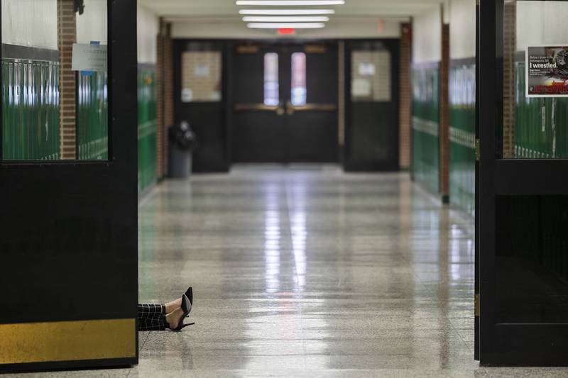 Anjel Henry, a speech team member from Rock Falls High School waits in the hallway for her chance to compete Saturday, Jan. 21, 2023. Henry will be competing in the Impromptu Speaking category where she will choose from three quotes and have two minutes to prepare a six minute speech on the subject.