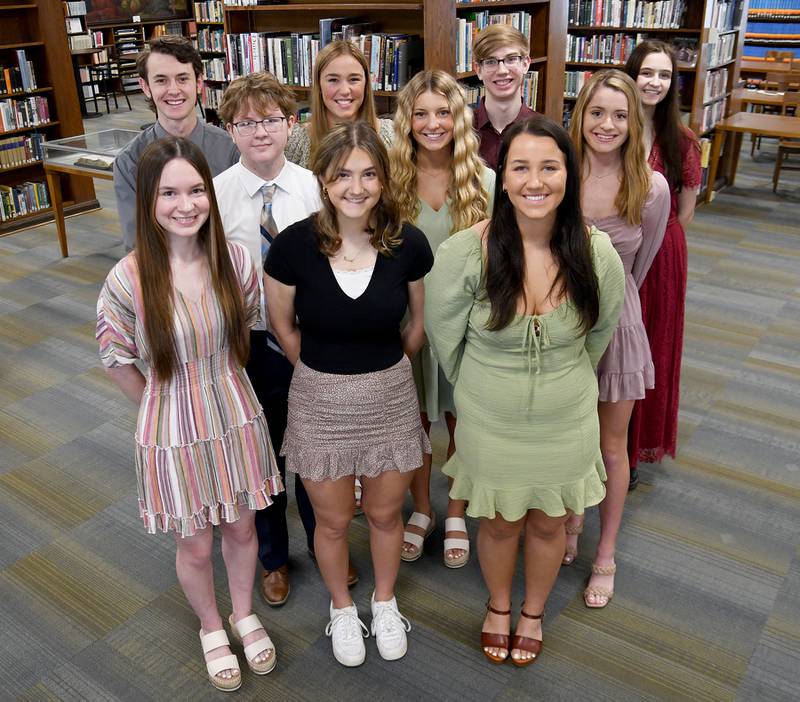 La Salle-Peru High School announced its top 10 academic students after eight semesters from the Class of 2023. 
They are (front row, from left) Reena Stevens, Emelia Hachenberger, Salutatorian Autumn Bunzell, Kaden Dellinger (middle row, from left), Taylor Martyn, Carlie Miller, Connor Fundell (back row, from left), Emma Garretson, Valedictorian Jacob Quick and Lydia Dornik.