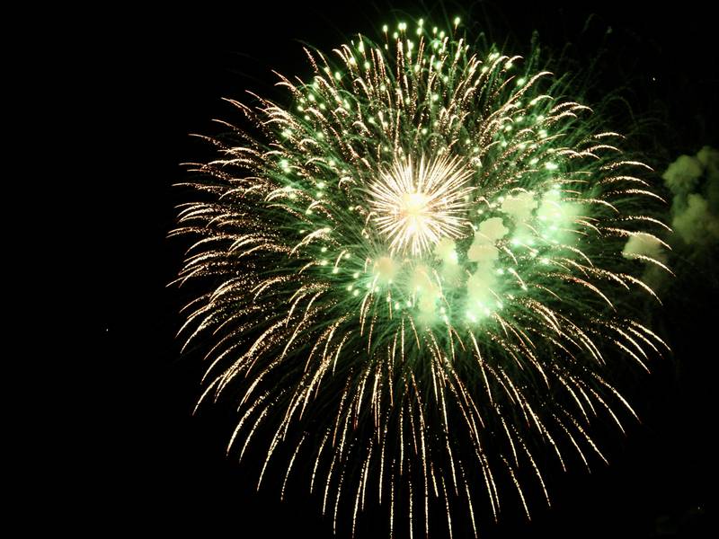 Fireworks bloom over the Rock River in Dixon on Sunday during the Petunia Festival.