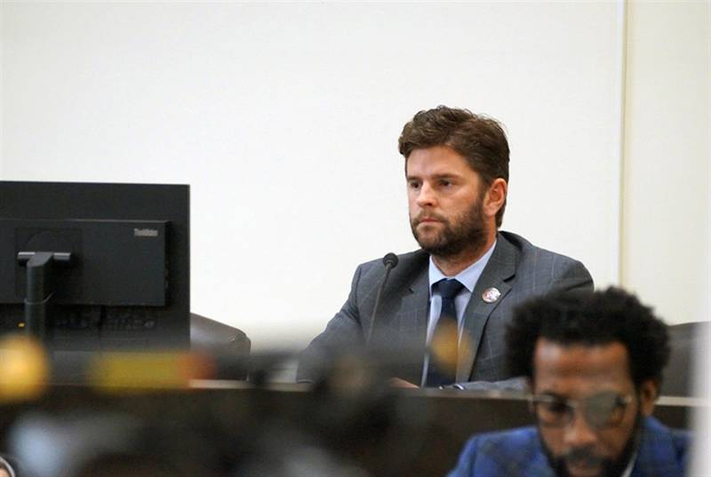 State Rep. Ryan Spain, R-Peoria, is pictured at the Joint Committee on Administrative Rules hearing Tuesday in Springfield. The committee objected to proposed permanent rules governing the state’s assault weapons ban, although the ban and registration requirement remains in place.
