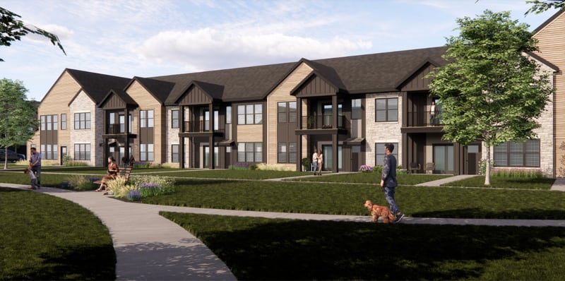 The 15 two-story buildings will hold 312 apartments with a mix of one, two and three bedroom units at 295, 345 and 395 Pathway Court. The complex also proposes to have a clubhouse with an outdoor pool, fitness area, community room and a dog run.