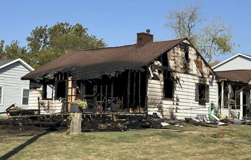 The aftermath of a house fire near the intersection of Plum and 14th Street on Friday, Oct. 11, 2024 in Peru.