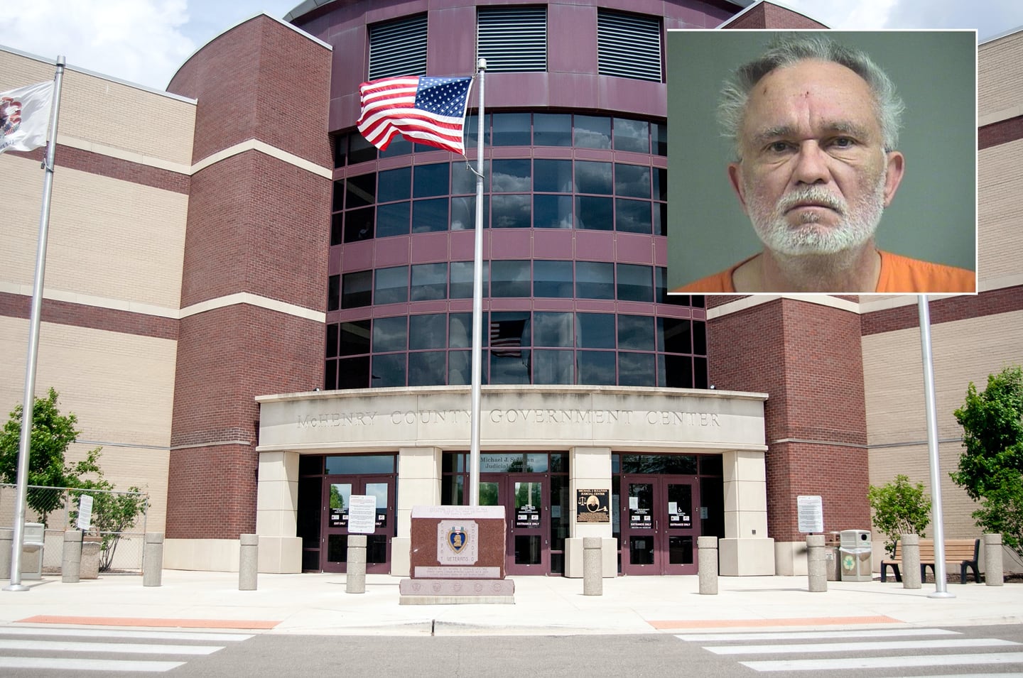 Inset of Mark Alex in front of the Northwest Herald file photo of the McHenry County courthouse.