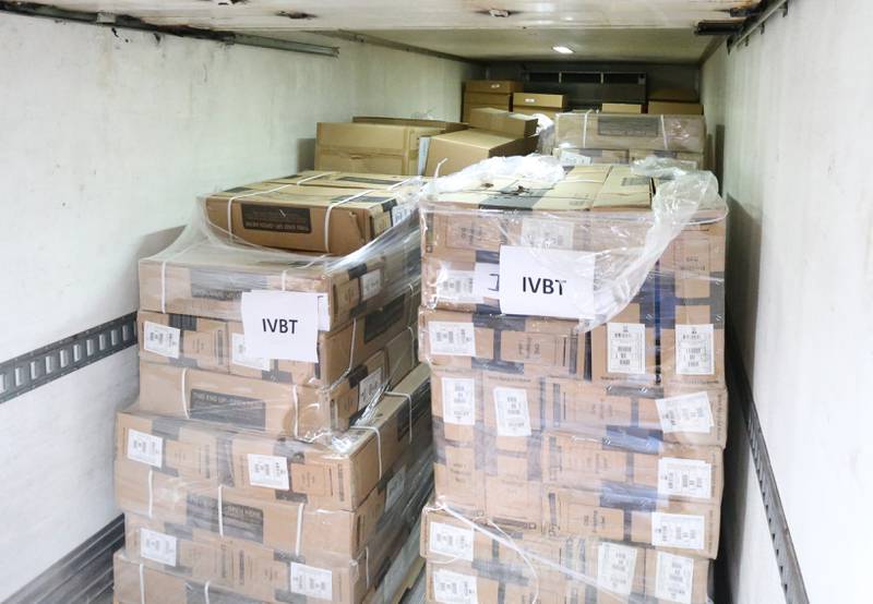 A semi truck full of toys is ready to depart DD Warehouse on Thursday, Dec. 1, 2022 in Peru.