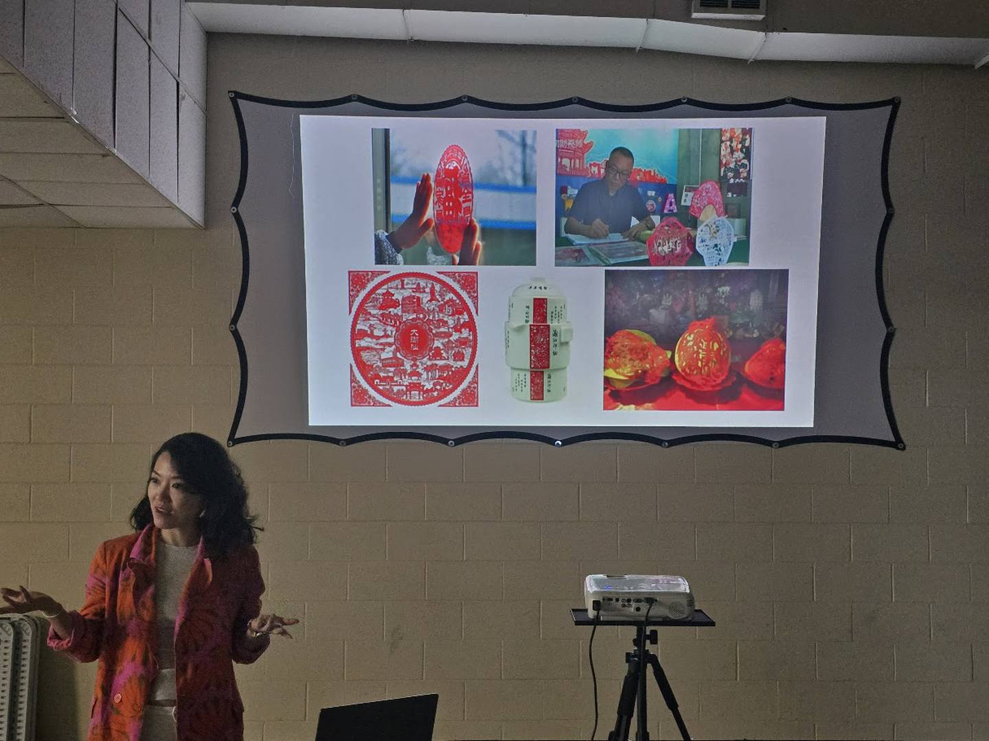 Sijia Chen, the Los Angeles-based multimedia artist for the Dome of Unity sculpture for Joliet’s $9 million city square, shared how she learned the ancient art of paper cutting from her father during a public art workshop on Saturday, Oct. 18, 2025, in Joliet.