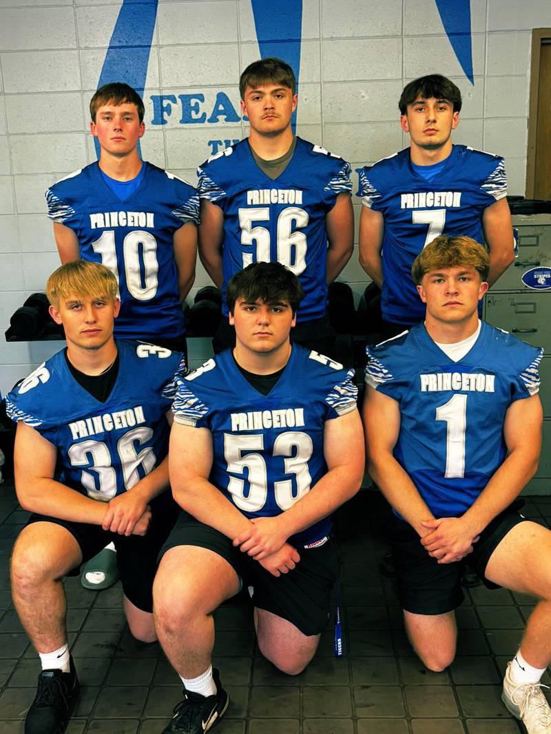 Six captains have been selected for the 2025 football season. They are (front row, left) Common Green, Rhett Pearson and Casey Etheridge; and (back row) Ryan Jagers, Shawn Hartman and Gavin Lanham.