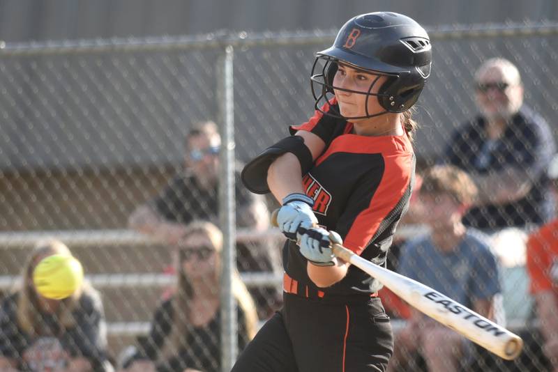 Beecher's Carmela Irwin takes a swing during a game at Wilmington Thursday, April 23, 2026.