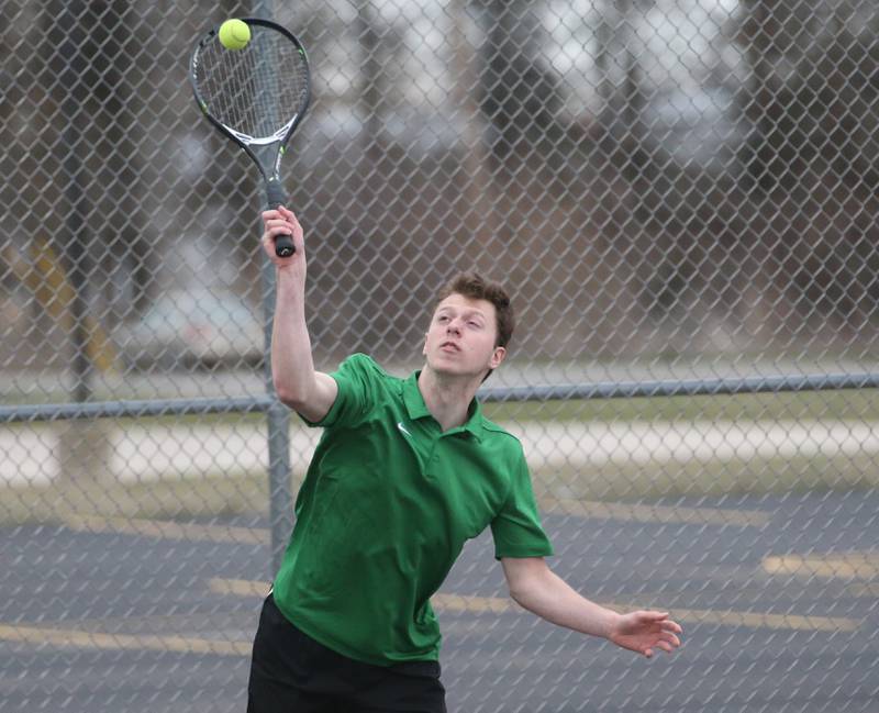 L-P's Devyn Castill plays tennis at the L-P Athletic Complex on Monday, April 3, 2023 in La Salle.