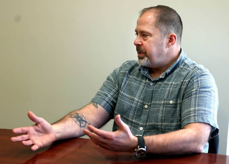 Jeff Wig, Sycamore Police deputy chief, talks about his career Friday, March 14, 2025, at the Sycamore Police Department. Wig, along with Chief Jim Winters will be retiring this month.