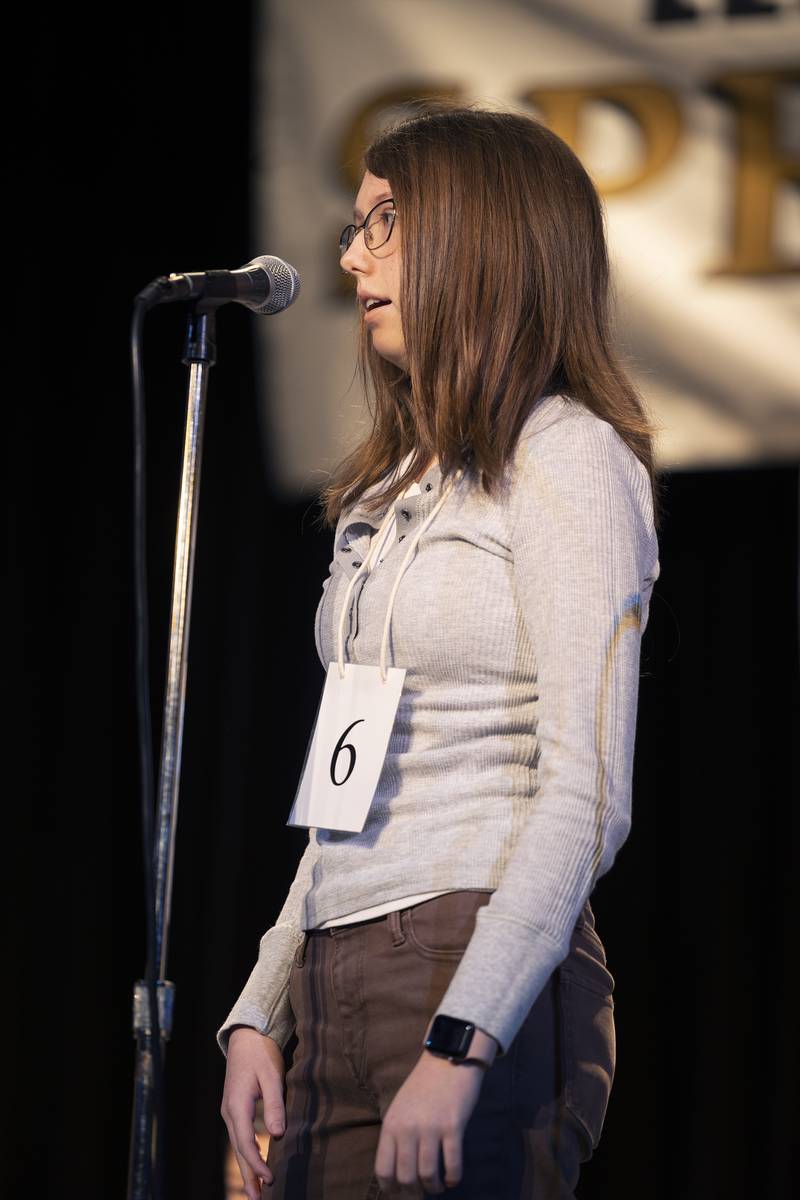 Charlie Frankenberry of St. Paul Lutheran went out on the word "adulation" in round four Thursday, Feb. 20, 2025, at the Lee, Ogle, Whiteside County Regional Spelling Bee.