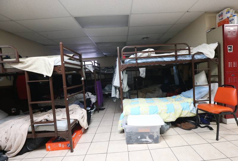 A view of the beds that are all occupied at the Illinois Valley Public Action To Deliver Shelter (PADS) on Wednesday, Feb. 1, 2023 in Ottawa.