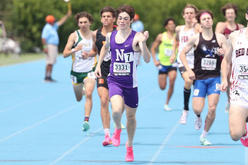 Downers Grove North’s Ryan Eddington takes second in the Class 3A 800 Meter State Finals on Saturday, May 27, 2023 in Charleston.