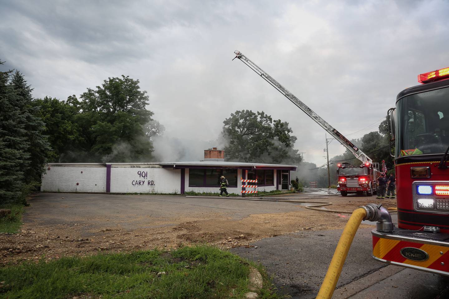 A fire at a vacant commercial structure Friday, July 15, 2022, in Algonquin caused two firefighters to need treatment.